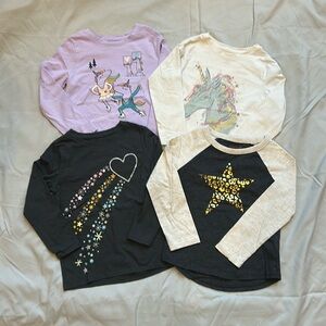Cat and Jack long sleeve size 4/5 graphic tees grey purple white